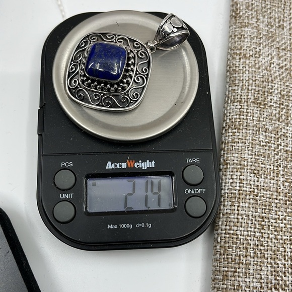 Vintage Sterling Silver 925 Lapis Pendant with Jawan Filigree Design, Indonesia - Picture 17 of 17